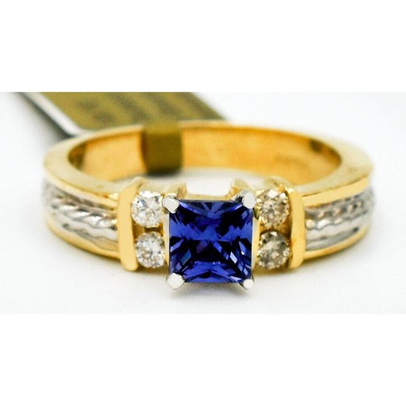 AAA Tanzanite 1.06 Cts & Diamonds Ring 10k Gold